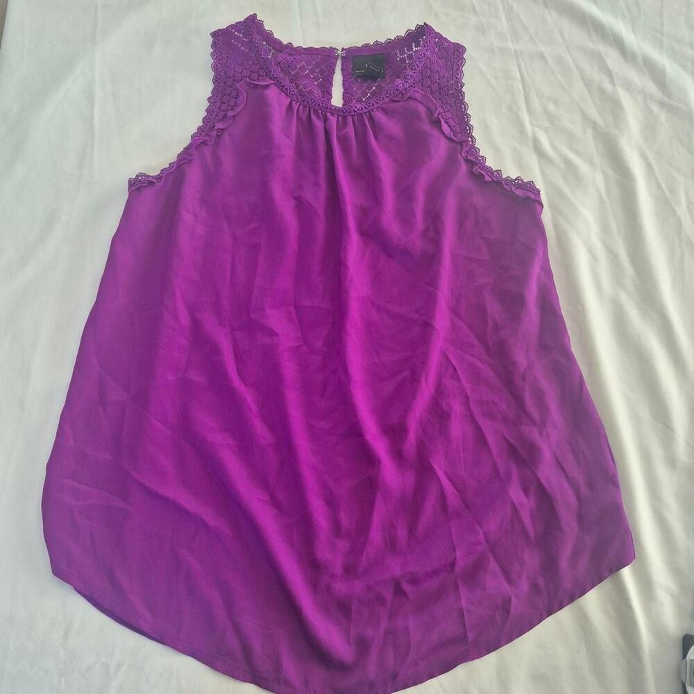 Worthington Women's Purple Blouse Sleeveless with Button back sz S